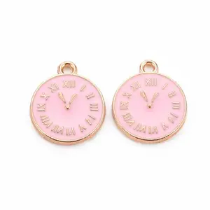 Clock Alloy Enamel Pendants