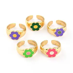 Brass Enamel Cuff Rings
