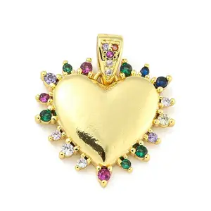 Heart Rack Plating Brass Micro Pave Colorful Cubic Zirconia Pendants