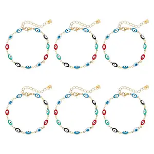 Brass Enamel Evil Eye Link Bracelets