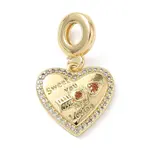 Brass Micro Pave Clear Cubic Zirconia European Dangle Charms