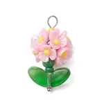 Glass Seed Beaded Flower Pendants