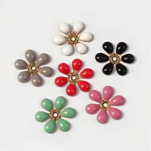 Flower Brass Enamel Beads