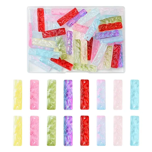 50Pcs Baking Paint Glass Pendants