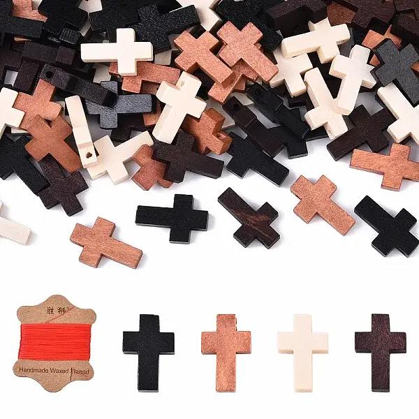 100Pcs 4 Colors Wooden Pendants
