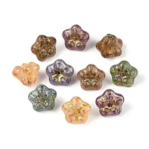 Picasso Baking Paint & Golden Metal Enlaced Glass Beads