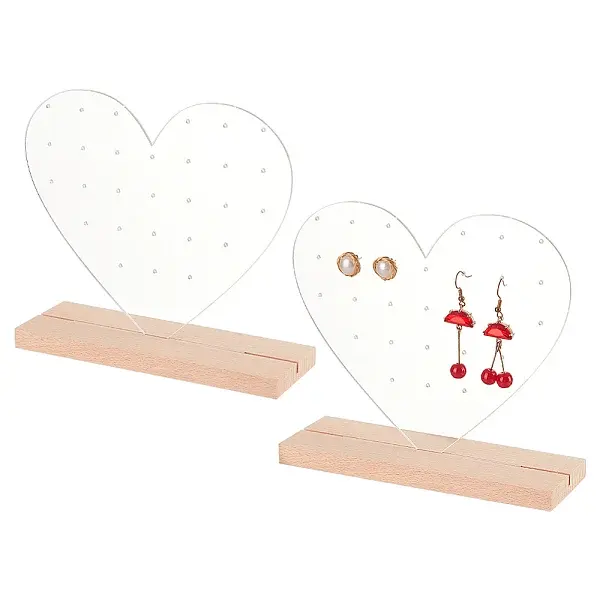 Transparent Heart Acrylic Earring Display Stands