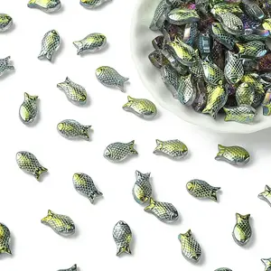 100Pcs Electroplate Transparent Glass Beads