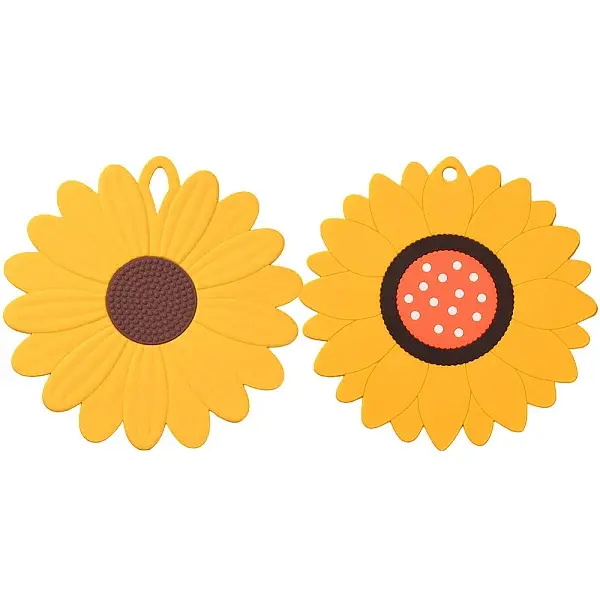 2Pcs 2 Style Flower Silicone Hot Pads