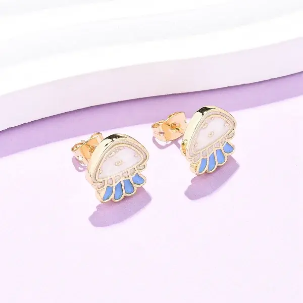 Brass Enamel Stud Earrings