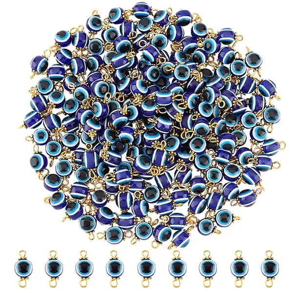 200Pcs Evil Eye Resin Beads Connector Charms