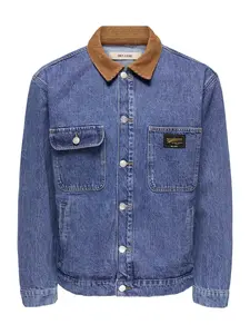 Only & Sons Prechodná bunda 'ONSTIMBER'  modrá denim / hnedá