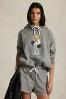 Bavlněná mikina Polo Ralph Lauren dámská, šedá barva, s kapucí, s potiskem, 211971713