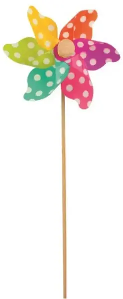 Větrník 8814 barevný s puntíky, 9 cm + špejle