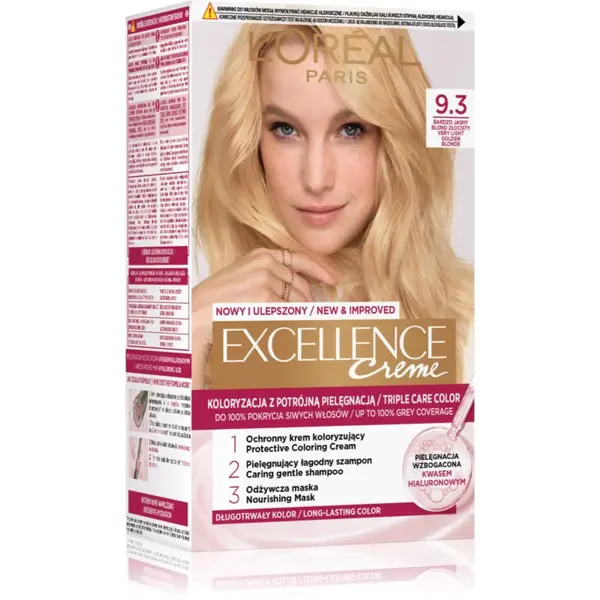 L’Oréal Paris Excellence Creme farba na vlasy odtieň 9.3 Very light golden blonde 1 ks