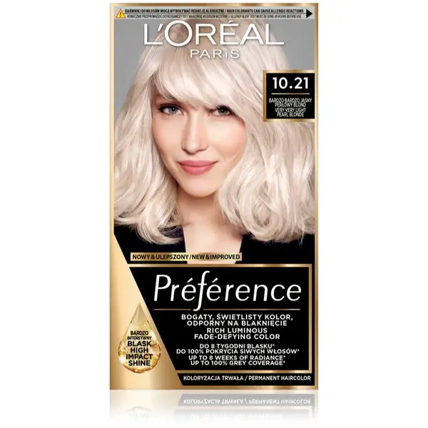 L’Oréal Paris Préférence farba na vlasy odtieň 10.21 Super Light Pearl Blonde 1 ks