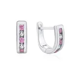 MOISS Elegantní stříbrné náušnice s čirými a růžovými zirkony E0000176