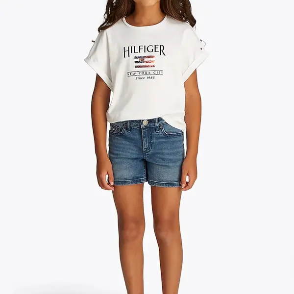 Dětské riflové kraťasy Tommy Hilfiger modrá barva, hladké, KG0KG08592