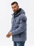 Ombre Heavily insulated quilted men's jacket with raglan sleeves - extinguished purple