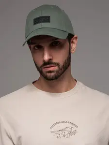 Ombre Men's baseball cap with visor and rectangular patch - khaki