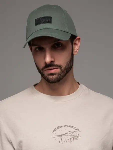 Ombre Men's baseball cap with visor and rectangular patch - khaki