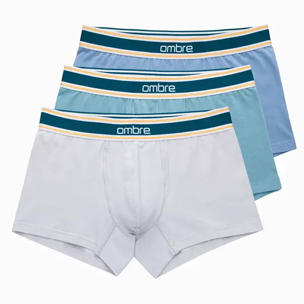 Ombre Classic fit men's boxer shorts with decorative elastic waistband - 3-pack mix OM-UNBO