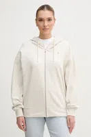Bavlněná mikina Calvin Klein Jeans dámská, béžová barva, s kapucí, hladká, J20J225367