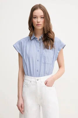 Bavlněná košile Pepe Jeans DIXIT modrá barva, relaxed, s klasickým límcem, PL305043