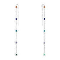 Brilio Silver Stříbrné řetízkové náušnice s barevnými zirkony EA1006WRBW