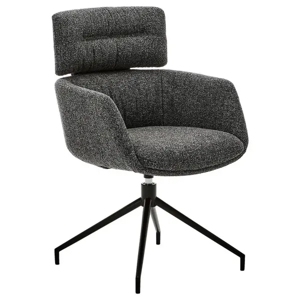 Dieter Knoll ŽIDLE S PODRUČKAMI, železo, tkaná látka, černá, tmavě šedá