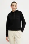 Mikina Armani Exchange dámská, černá barva, s kapucí, hladká, XW000827 AF13397
