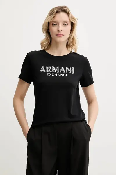 Bavlněné tričko Armani Exchange černá barva, XW000387 AF10354