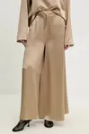 Kalhoty Nanushka ZANIAH dámské, béžová barva, široké, high waist, NW25RSPA02872