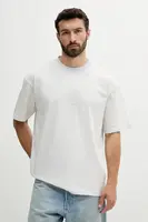 Bavlněné tričko HUGO pánské, bílá barva, s aplikací, 50535302