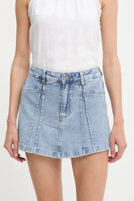 Džínová kalhotová sukně Answear.LAB dámská, modrá barva, hladká, medium waist