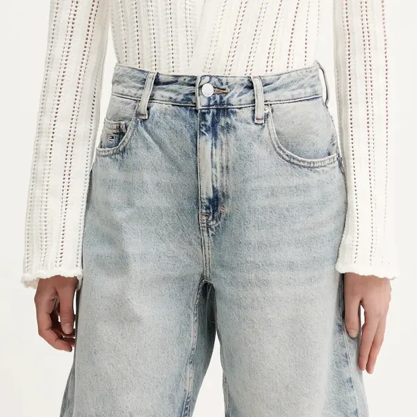 Džínové šortky Tommy Jeans dámské, modrá barva, high waist, DW0DW20086
