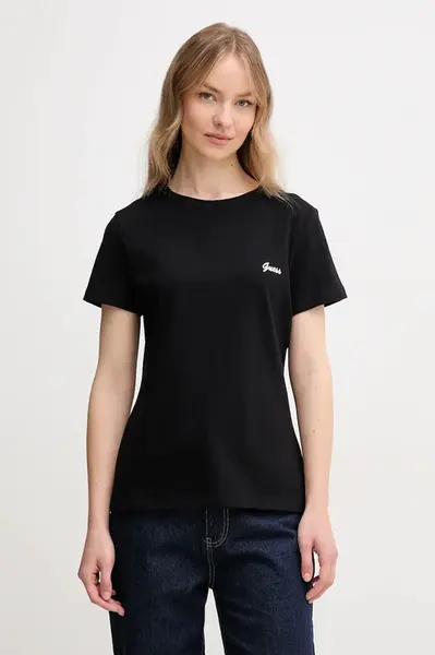 Bavlněné tričko Guess IRIS černá barva, V5GI06 KCRZ1