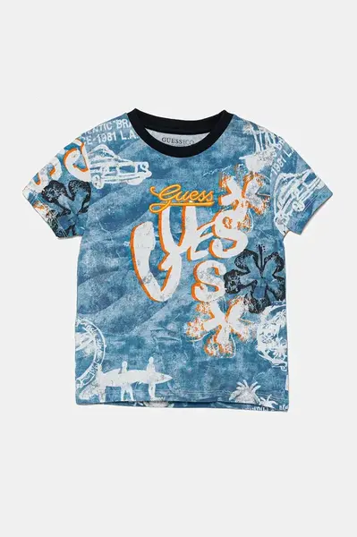 Dětské bavlněné tričko Guess modrá barva, N5GI19 K8HM4
