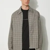 Košilová bunda Awake NY Lt Wt hnědá barva, oversize, SP24-OT004