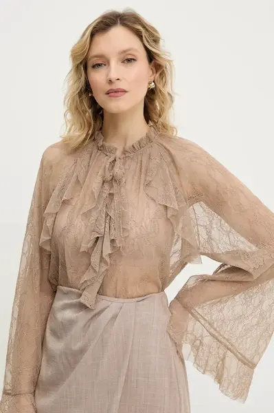 Halenka Answear.LAB dámská, hnědá barva, hladká