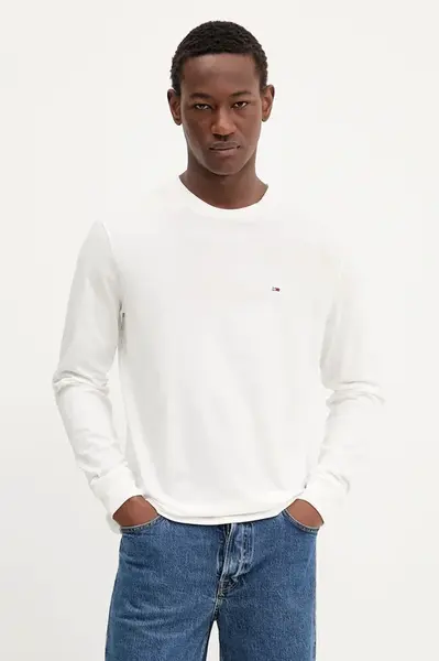 Bavlněné tričko s dlouhým rukávem Tommy Jeans 2-pack černá barva, DM0DM22148