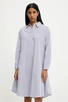 Lněné šaty Answear.LAB tmavomodrá barva, mini, oversize