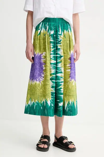 Bavlněná sukně Weekend Max Mara zelená barva, midi, áčková, 2515101036600