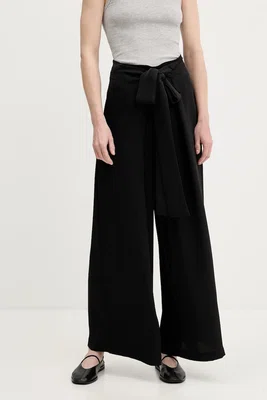 Kalhoty Answear.LAB dámské, černá barva, široké, high waist