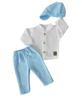 Z&Z Elegantní mušelínová 3D sada - košile, kalhoty + čepice, 3D sada vel.  62