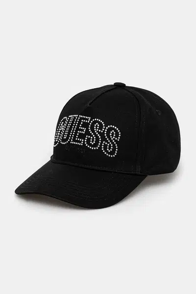 Kšiltovka Guess INES dámská, černá barva, hladká, W5GZ15 WEGD0
