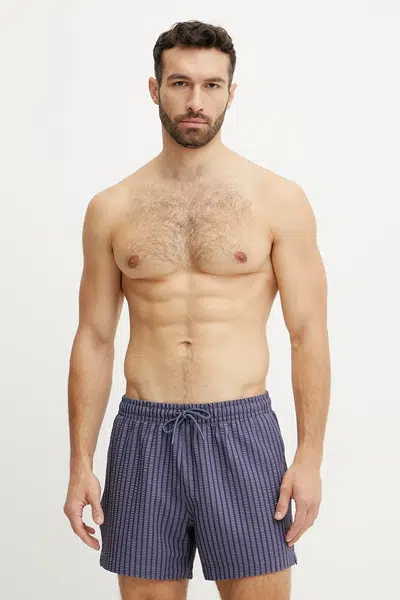 Plavkové šortky Abercrombie & Fitch modrá barva, KI133-5039