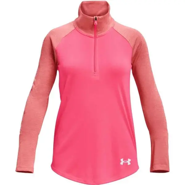 Under Armour TECH GRAPHIC 1/2 ZIP Dívčí tričko s dlouhým rukávem, růžová, velikost XL