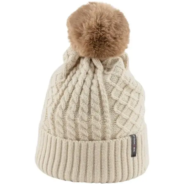Finmark WINTER HAT Zimní pletená čepice, béžová, velikost UNI