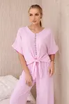 Women's set blouse + trousers - light pink